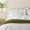 Plain Green Bedding - Blousey Ruffled Cotton Pillowcase Pair Olive Wylder Nature