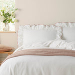 Plain Pink Bedding - Blousey Ruffled Cotton Pillowcase Pair Pink Wylder Nature