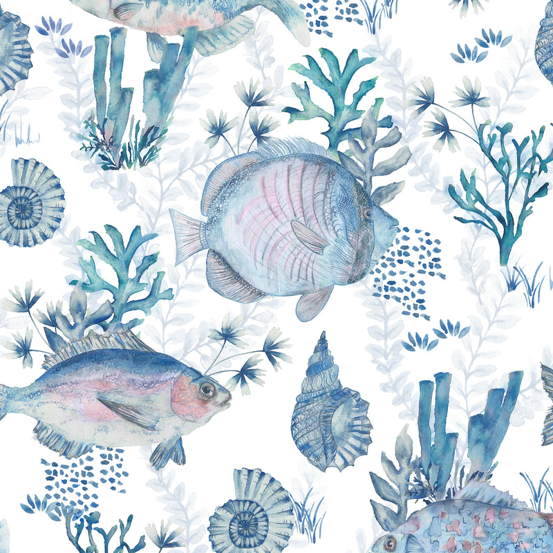 Animal Blue Wallpaper - Bollu  1.4m Wide Width Wallpaper (By The Metre) Marine Voyage Maison