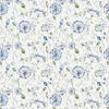 Floral Blue Fabric - Boronia Printed Cotton Fabric Crocus Cream Voyage Maison