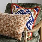 Boteh Printed Velvet Cushion Bronze/Natural