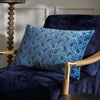 Boteh Printed Velvet Cushion True Blue/Navy