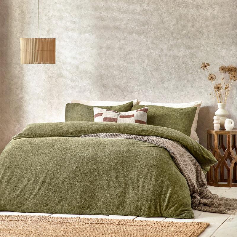 Yard Boucle Duvet Cover Set in Olive