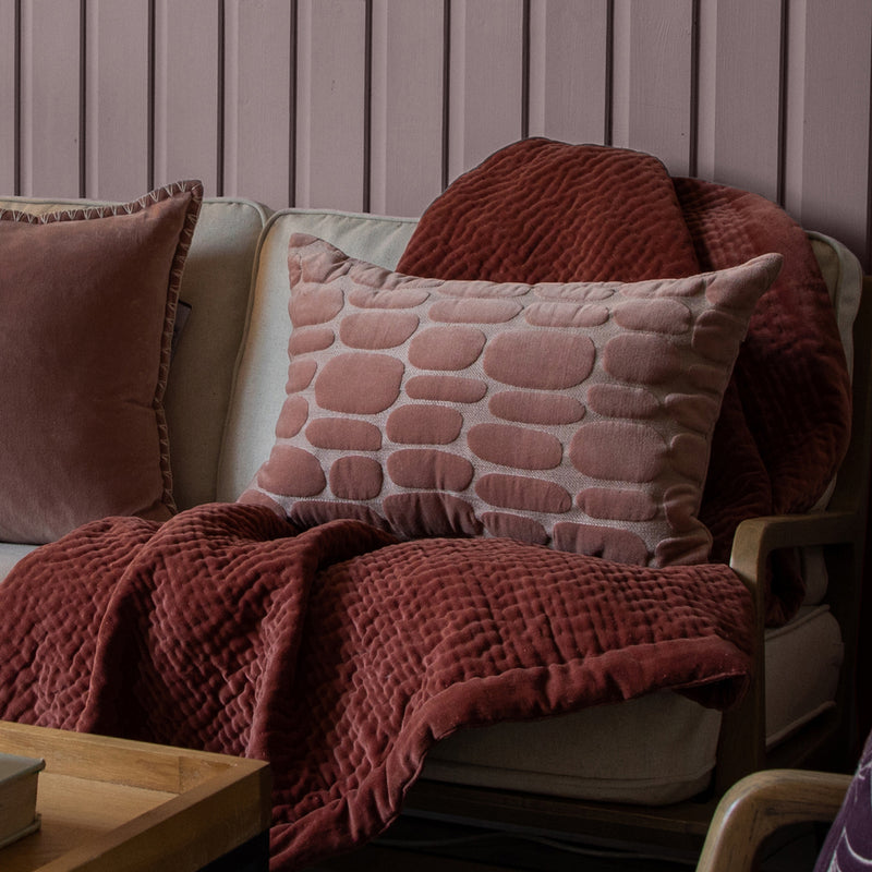 Geometric Pink Cushions - Boulder Embroidered Cushion Cover Coral Additions