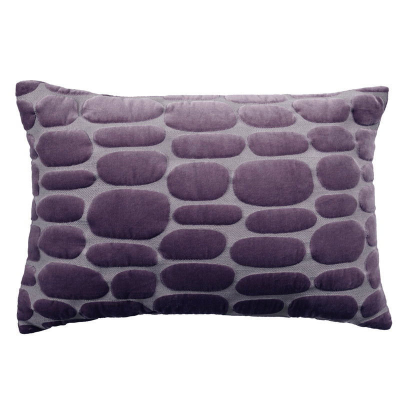 Geometric Purple Cushions - Boulder Embroidered Cushion Cover Plum Additions