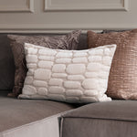 Geometric Cream Cushions - Boulder Embroidered Cushion Cover Quartz Additions