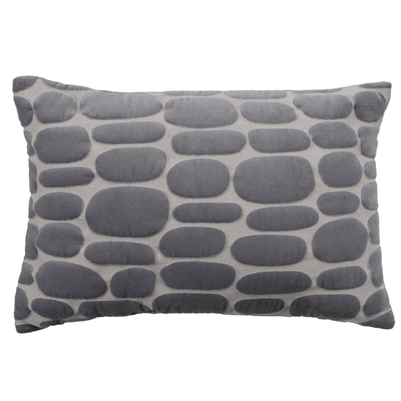 Geometric Grey Cushions - Boulder Embroidered Cushion Cover Steel Additions