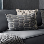 Geometric Grey Cushions - Boulder Embroidered Cushion Cover Steel Additions