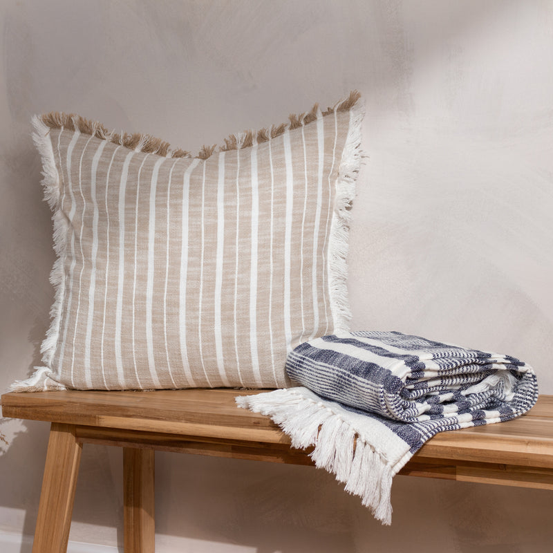 Striped White Cushions - Bowman Striped Cushion Cover Natural Yard