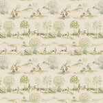 Voyage Maison Boxing Hares Printed Linen Fabric in Natural