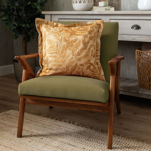 Floral Orange Cushions - Bracken Printed Wool Filled Cushion Celeste Voyage Maison