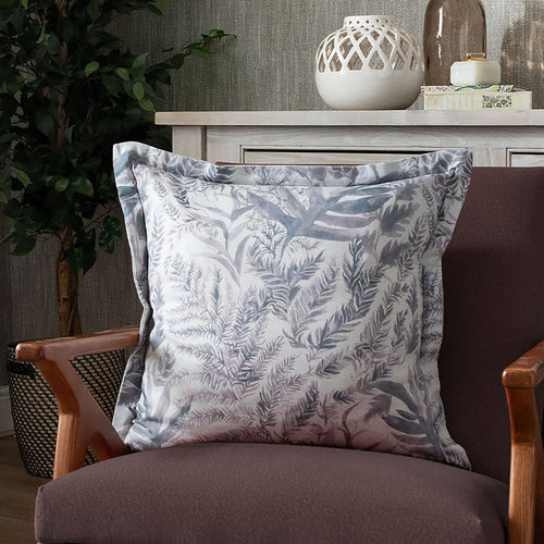 Floral Purple Cushions - Bracken Printed Wool Filled Cushion Viola Voyage Maison