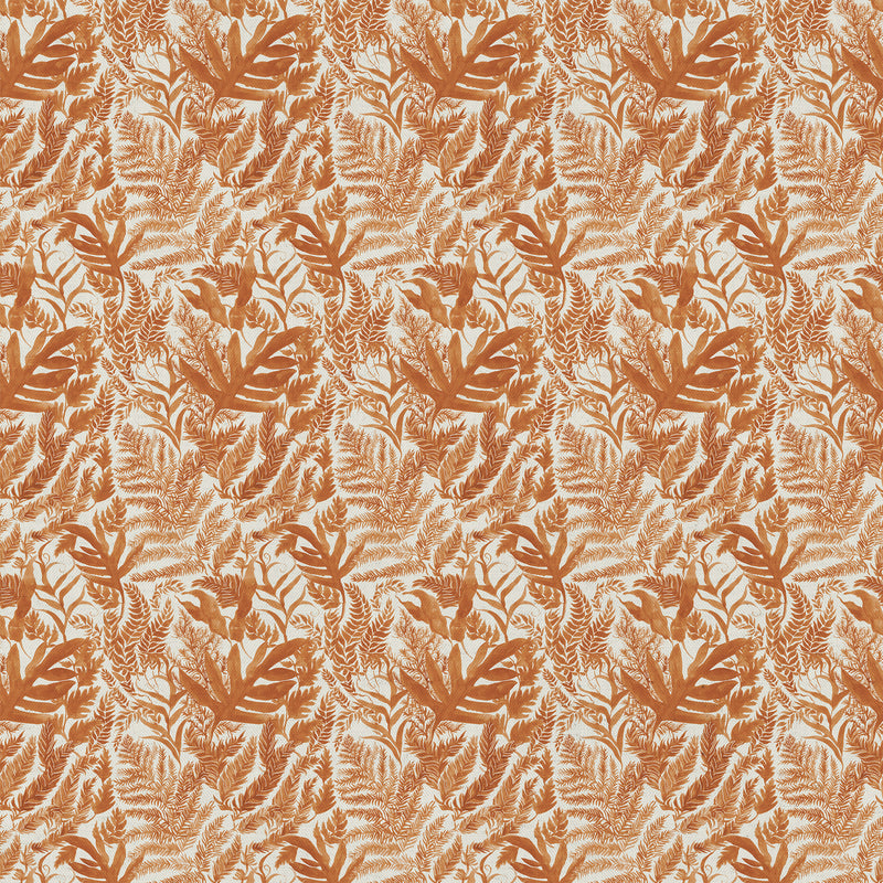 Fauna Orange Fabric - Bracken Printed Cotton Fabric Amber Voyage Maison