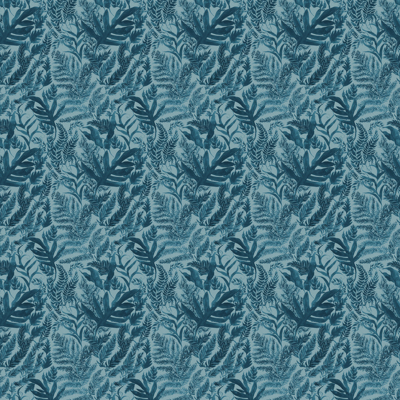 Fauna Blue Fabric - Bracken Printed Cotton Fabric Atlas Voyage Maison