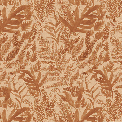 Fauna Orange Fabric - Bracken Printed Cotton Fabric Celeste Voyage Maison