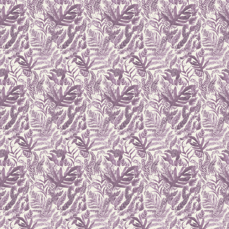 Fauna Purple Fabric - Bracken Printed Cotton Fabric Dahlia Voyage Maison