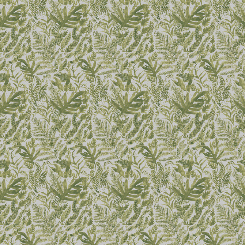 Fauna Green Fabric - Bracken Printed Cotton Fabric Dove Voyage Maison