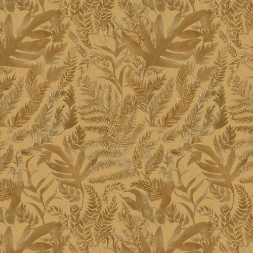 Fauna Yellow Fabric - Bracken Printed Cotton Fabric Honey Voyage Maison