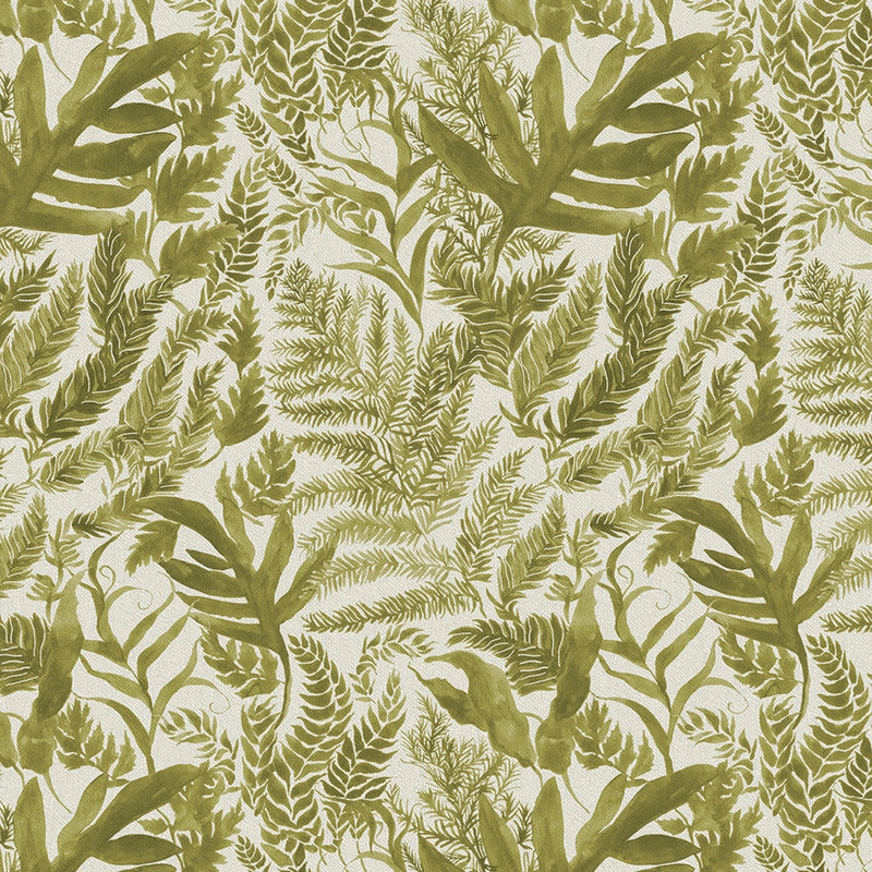 Fauna Green Fabric - Bracken Printed Cotton Fabric Moss Voyage Maison