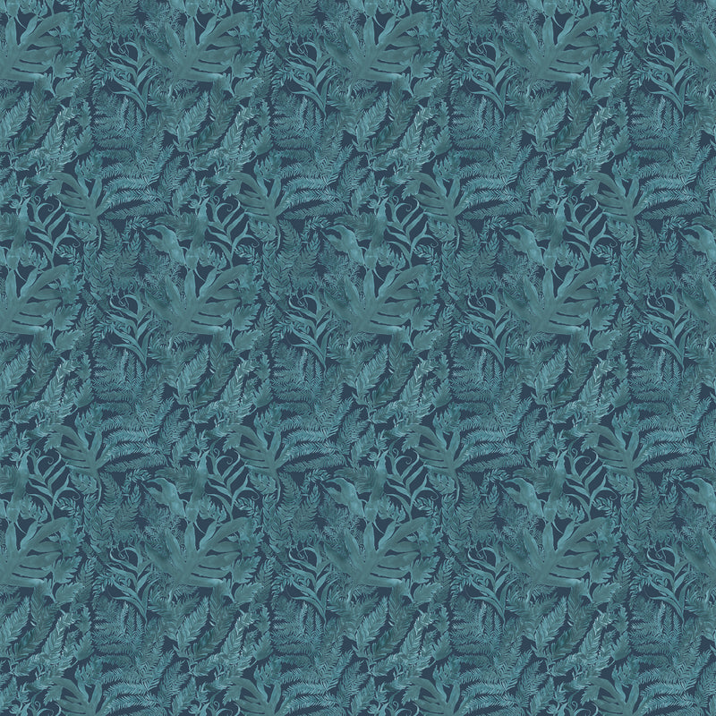 Fauna Blue Fabric - Bracken Printed Cotton Fabric Ocean Voyage Maison