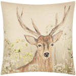 Animal Beige Cushions - Bramble Stag Printed Cushion Cover Stag Evans Lichfield