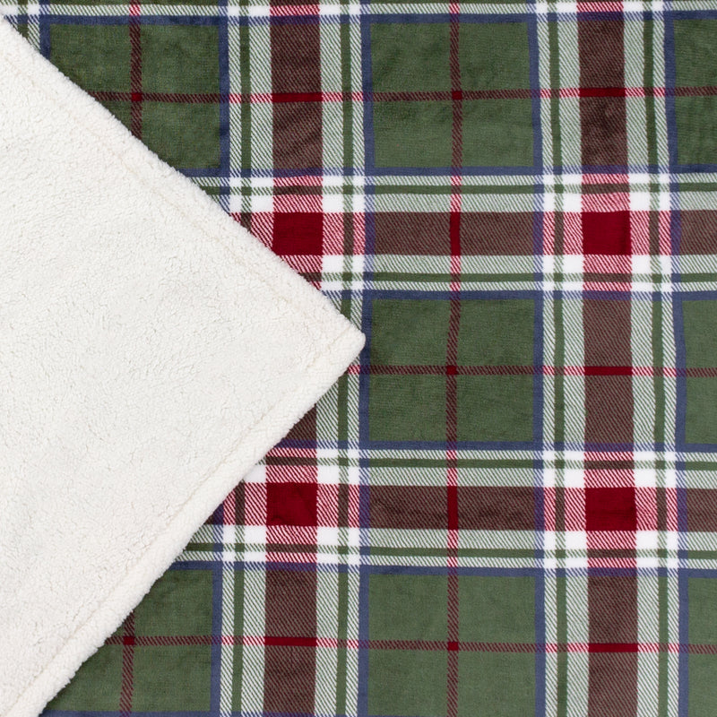 Braemar Check Sherpa Fleece Throw Berry/Pine