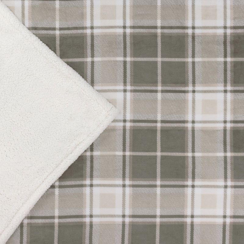 Braemar Check Sherpa Fleece Throw Green/Natural