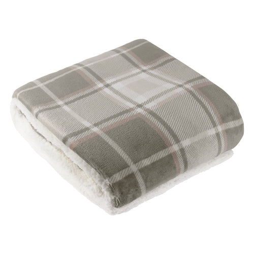 Check Green Throws  - Braemar Sherpa Tartan Fleece Throw Green/Natural Wylder Nature