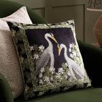 Animal Black Cushions - Braywick Wilbur Cranes Printed Velvet Cushion Cover Cranes Wylder