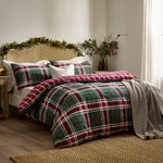 Check Red Bedding  - Braemar Check Soft Brushed Cotton Duvet Cover Set Berry/Pine Wylder Nature