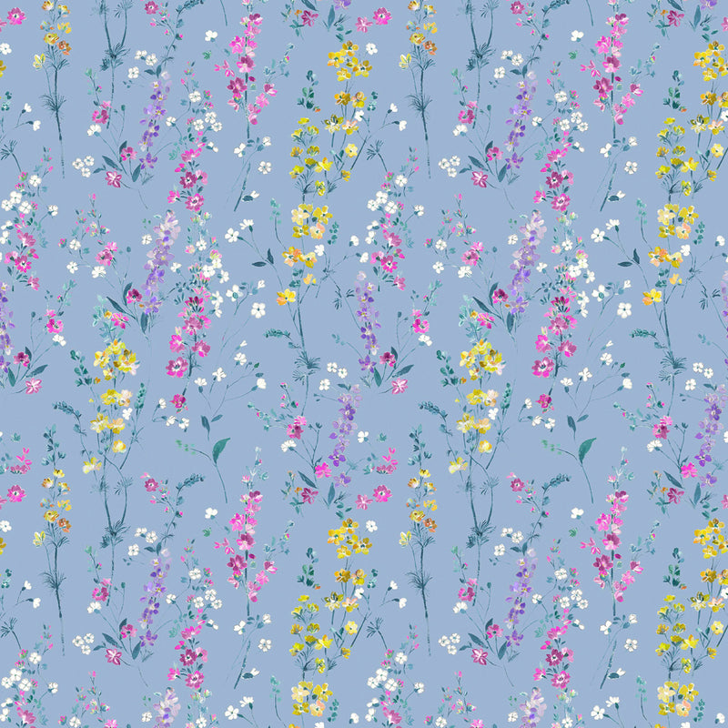 Briella Printed Fabric Sample Swatch Bluebell