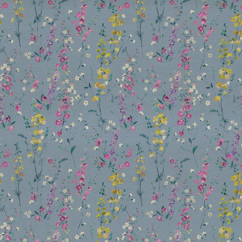 Floral Blue Fabric - Briella Printed Cotton Fabric Bluebell Voyage Maison