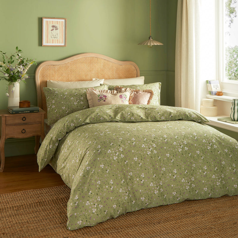 Floral Green Bedding - Bronte Printed Floral Duvet Cover Set Sage Wylder Nature