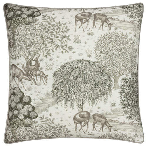 Woodland Beige Cushions - The Brook Printed Outdoor Polyester Filled Cushion Linen Morris & Co