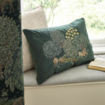 Animal Green Cushions - Brook Embroidered Cushion Cover Forest Green Morris & Co