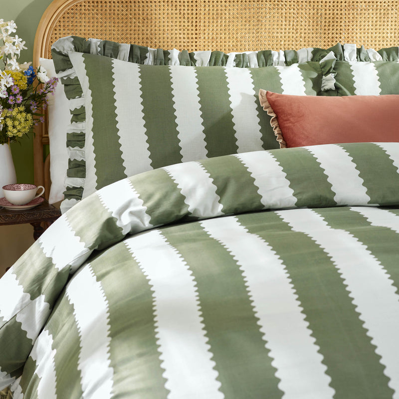  Bedding  - Birdie Stripe  Duvet Cover Set Baygreen/Mist Wylder