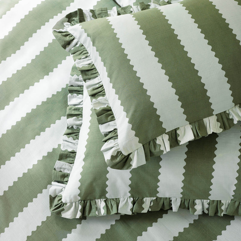  Bedding  - Birdie Stripe  Duvet Cover Set Baygreen/Mist Wylder