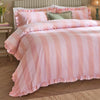 Striped Pink Bedding - Birdie Stripe Ruffle Duvet Cover Set Pink/Raspberry Wylder
