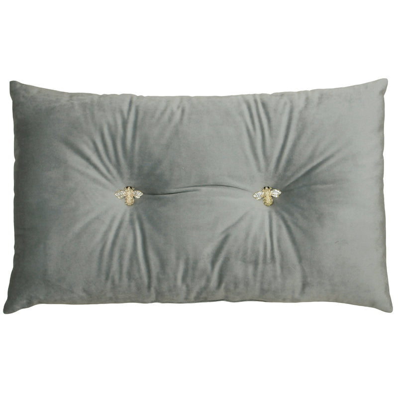 Paoletti Bumble Bee Velvet Ready Filled Cushion in Silver