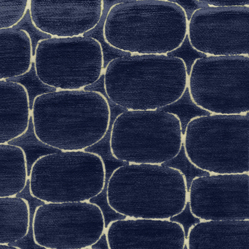 Abstract Blue Fabric - Burbank Jacquard Weave Fabric (By The Metre) Blue Voyage Maison