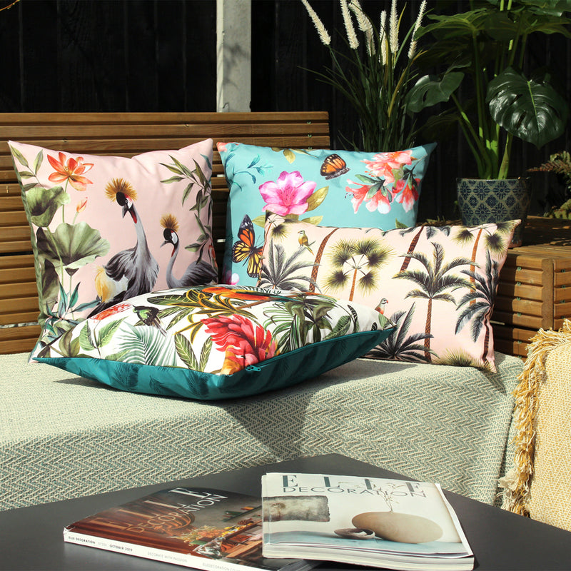 Evans Lichfield Butterfly Outdoor Cushion Cover in Duck Egg