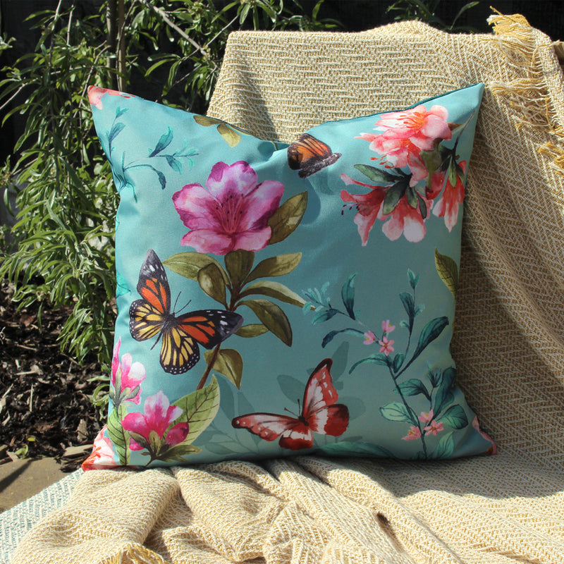 Evans Lichfield Butterfly Outdoor Cushion Cover in Duck Egg