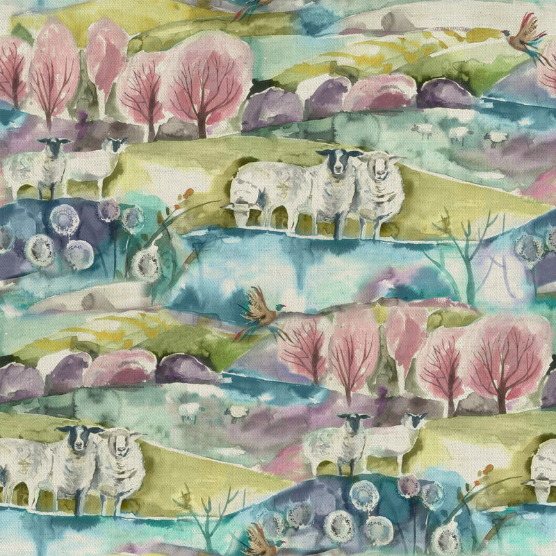 Buttermere Printed Fabric Sample Swatch Sweetpea