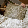 Woodland Green Bedding - Cademuir Reversible 100% Cotton Muslin Duvet Cover Set Sage Voyage Maison