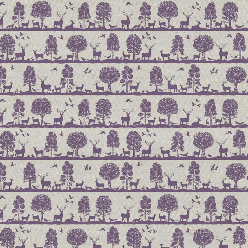 Animal Purple Fabric - Cairngorms Printed Cotton Fabric Damson Voyage Maison