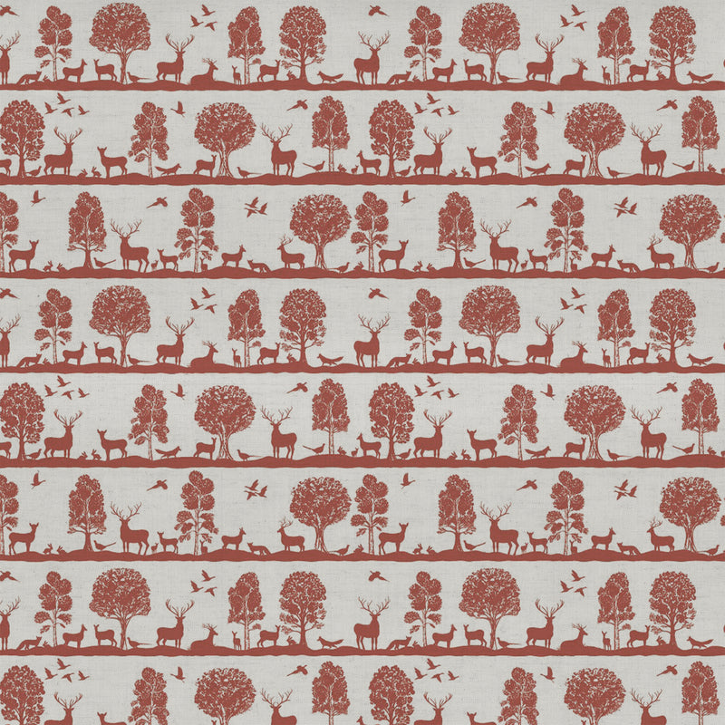 Animal Red Fabric - Cairngorms Printed Cotton Fabric Paprika Voyage Maison