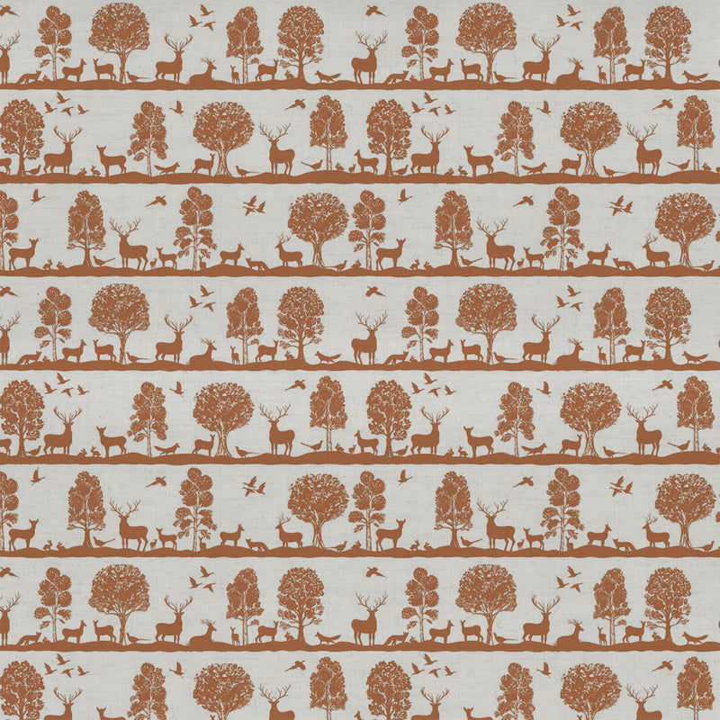 Animal Orange Fabric - Cairngorms Printed Cotton Fabric Rust Voyage Maison