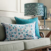 Floral Blue Cushions - Cala Printed Pom Pom Feather Filled Cushion Marine Voyage Maison