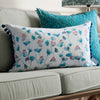 Floral Blue Cushions - Cala Printed Pom Pom Feather Filled Cushion Marine Voyage Maison