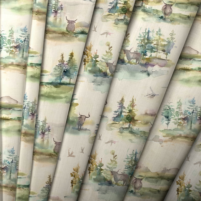 Animal Blue Fabric - Caledonian Forest Printed Cotton Fabric Topaz Voyage Maison